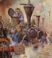'The Running Sheds of The Great Caerphilly and Vole-Tale Central Railway by Terence Cuneo