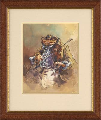 'The Soggy Strad' Humorous Toad Violinist Original Watercolour by Jonathan Walker SOLD