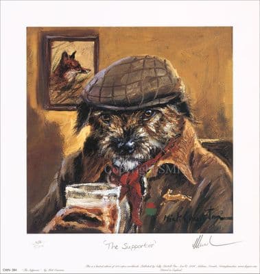 'The Supporter' Rare Signed Funny Border Terrier Print by Mick Cawston