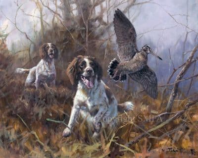 'The Woodworkers' Springer Spaniel Ltd Edition Print by John Trickett