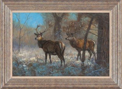 'Through The Trees' Original Stag painting by John Trickett