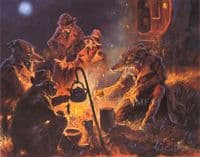 'Trouble Brewing' Rare Limited edition humorous Lurcher Print by Mick Cawston