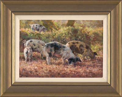 'Truffling' Original Pig Painting by Rosemary Sarah Welch