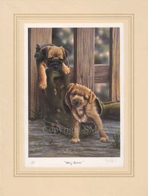 'Welly Babies' Ex-Display Mounted Terrier Print by Paul Doyle