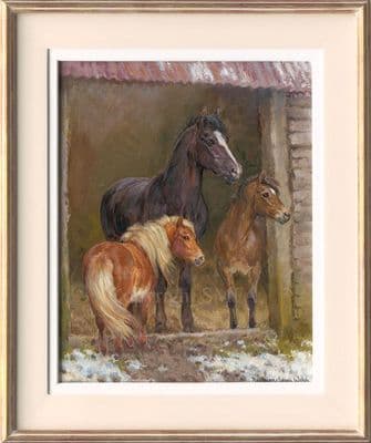 'Where's Breakfast' Original Equestrian painting by Rosemary Sarah Welch