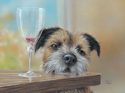 'Wine O'Clock' Border Terrier Print by Paul Doyle