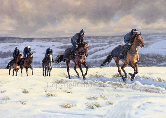 'Winter on Middleham Moor' Blank Horse Racing card by Jane Braithwaite C745x
