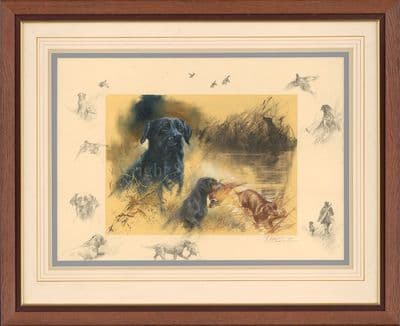 14. 'A Lab or Two' Original Mixed Media Painting by Mick Cawston
