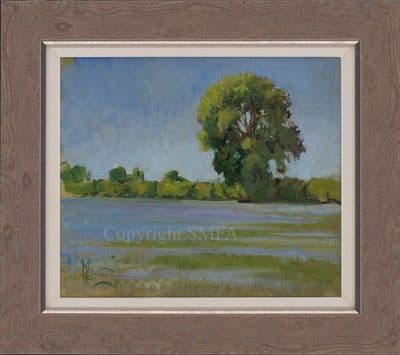 21.  'A Field of Linseed' Original landscape Painting by Malcolm Coward