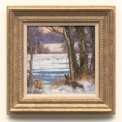 Sold 'The Observer' Original Painting of a Fox by John Trickett