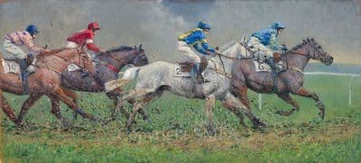 26. 'Heavy Going' Original Point to Point Painting by Malcolm Coward