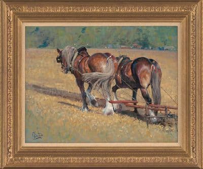 37.  'Plodding Along' Original Ploughing Painting by Malcolm Coward