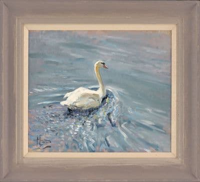 46. 'Swanning Around' Original Swan Painting b y malcolm Coward