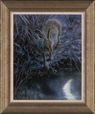 47. SOLD 'The Moongazing Hare' Original Painting by Mick Cawston