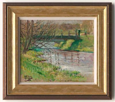 6 Original Oil Painting Bridge Over The Till by Malcolm Coward