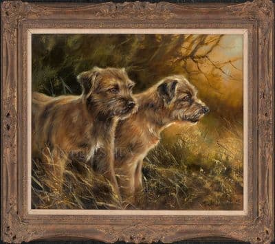 64. SOLD 'Borders' Original Border Terrier Painting by Mick Cawston