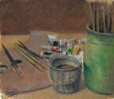 7. 'Artists Essentials' Original Still Life Painting by Malcolm Coward