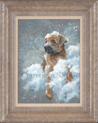 A Christmas Wish Original Oil on Canvas Border Terrier Painting