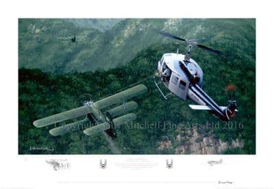Air America Bell  Aviation Limited Edition Print 'An Air Combat First'  by Keith Woodcock
