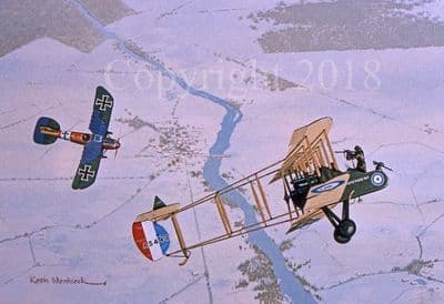Albatross and FE2b  Limited Edition Print 'Combat over France' by Keith Woodcock (1)