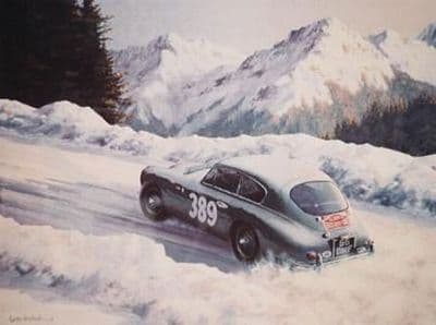 Aston Martin DB2/4 Limited Edition Print  'Flying Snow' by Keith Woodcock