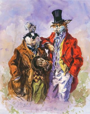Badger  and Fox Humorous Limited Edition Print 'Countryside Alliance'  by Jonathan Walker
