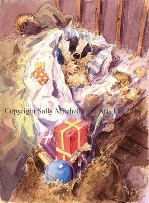 Badger Funny Christmas Card 'He's Been!' by Jonathan Walker C329X