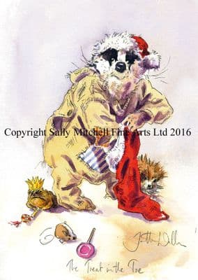 Badger Funny Christmas Cards 'The Treat in the Toe' by Jonathan Walker C364X