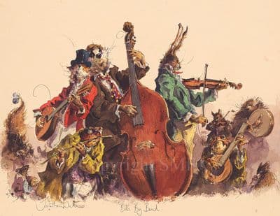 Badger Hare Fox Humorous Limited Edition Print 'Bill's Big Band' by Jonathan Walker