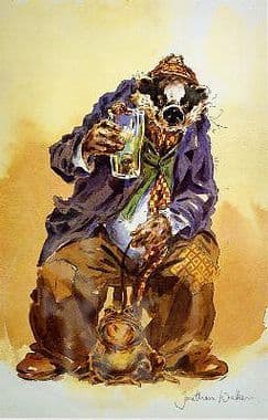 Badger Humorous Limited Edition Print 'The Local' by Jonathan Walker