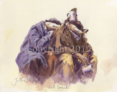 Badger Humorous Limited Edition Print 'Well Soaked' by Jonathan Walker