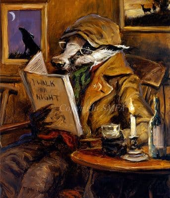 Badger Humorous Wildlife Limited Edition Print ' I Walk by Night' by Mick Cawston