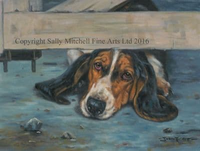 Basset Hound Original Oil on Panel 'Under Rated' by John Trickett