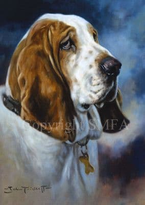 Bassett Hound Limited Edition Print 'Hang Dog' by John Trickett