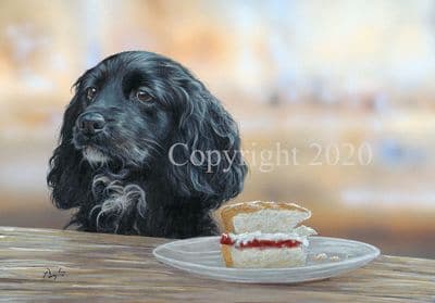 Black Cocker Spaniel Blank Greetings Card 'Eat Me' by Paul Doyle C629