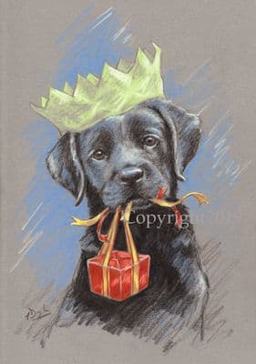 Black Labrador Christmas Cards 'A Special Gift' by Paul Doyle C596X