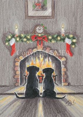 Black Labrador Christmas Cards 'Christmas Comfort' by Paul Doyle C442X