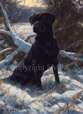 Black Labrador Limited Edition Print 'The Snowman' by John Trickett