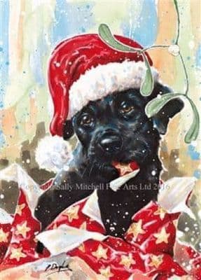 Black Labrador Puppy Christmas Cards 'Christmas Wrappings' by Paul Doyle C368X