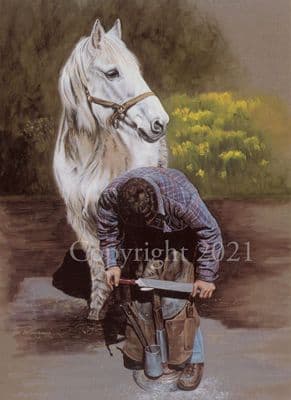 Blacksmith Horse Blank Greetings Card 'Smithy' by Maxine Williams  B117