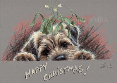 Blank Border Terrier Card 'Happy Christmas' by Paul Doyle C443