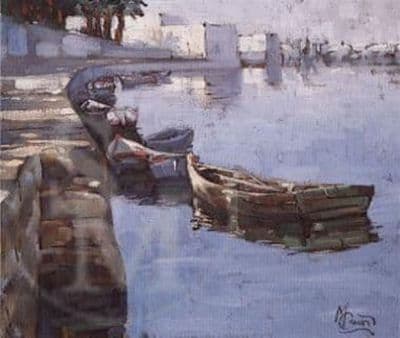 Boats Blank Greetings Card 'The Waterfront' by Malcolm Coward CS15