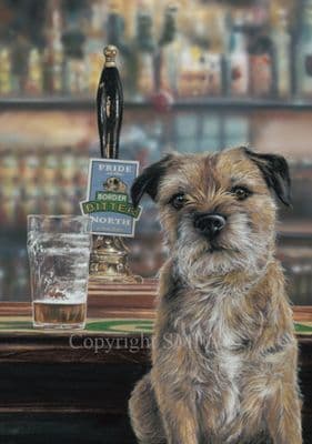 Border Terrier Blank Greetings Card 'Border Bitter' by Paul Doyle C567