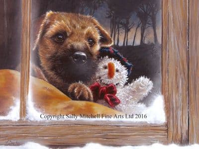Border Terrier Blank Greetings Card 'Frosty' by Paul Doyle C186