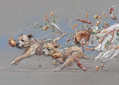 Border Terrier Christmas Cards 'Border Raiding Party' by Paul Doyle C489X