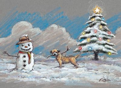 Border Terrier Christmas Cards 'The Perfect Present' by Paul Doyle C470X