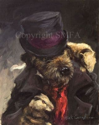 Border Terrier Humorous Limited Edition Print 'Mr Ferrets'  by Mick Cawston