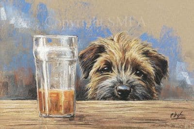 Border Terrier Limited Edition Print 'Beer Time' by Paul Doyle