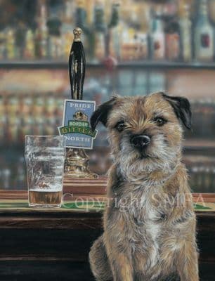 Border Terrier Limited Edition Print 'Border Bitter' by Paul Doyle
