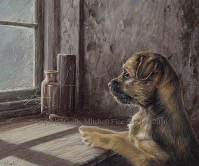 Border Terrier Limited Edition Print 'Rain Stopped Play' by Paul Doyle